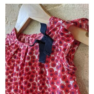 Jacadi Red and White Poppy Print Top